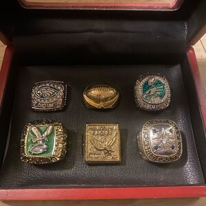 Philadelphia Eagles Championship Ring Set - Gold, Green, Silver size 11